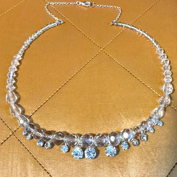 Crystal & Rhinestone Drop Collar Necklace & Earring Set - Picture 7 of 9